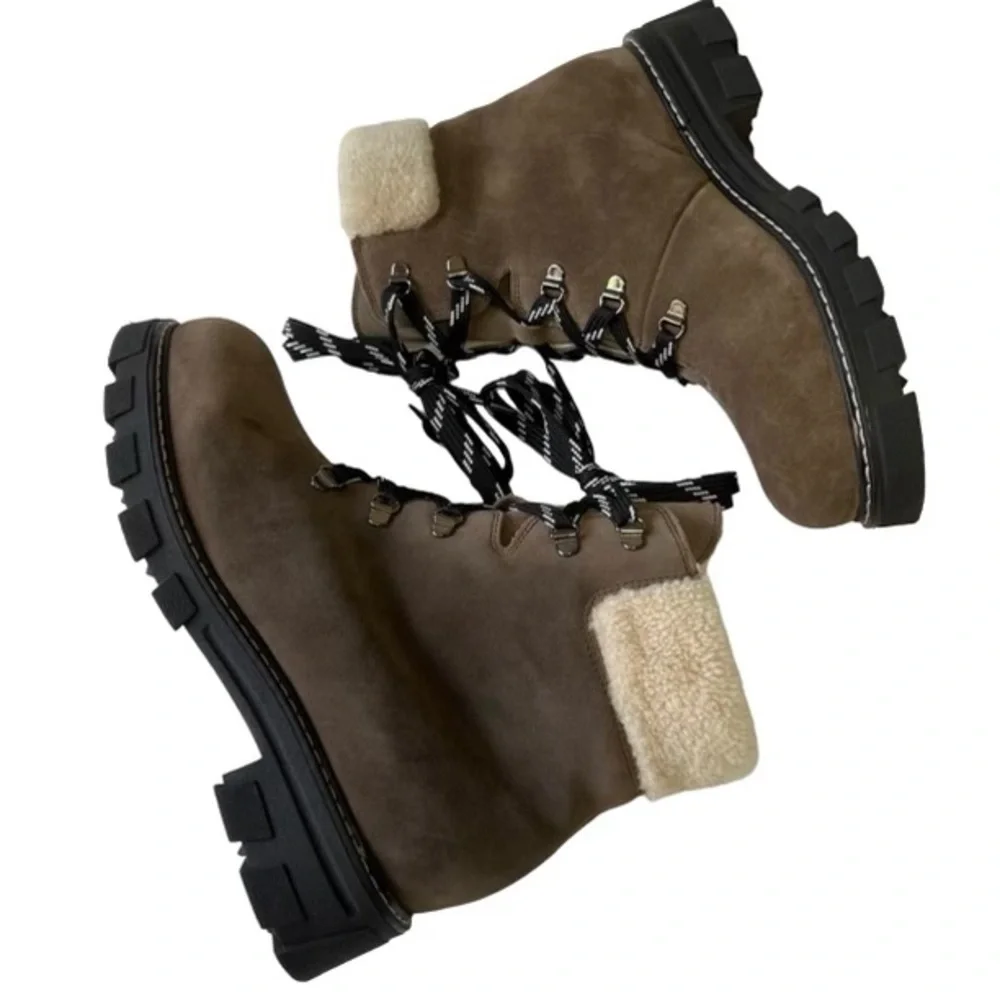 La Canadienne Adams Waterproof Shearling Suede Hiker Boots Women’s 10 Handmade